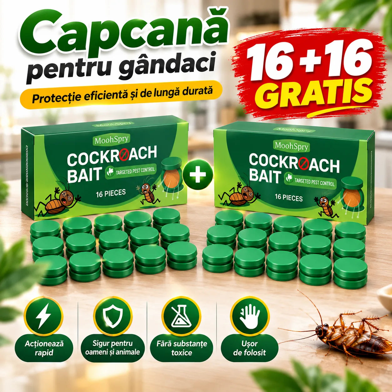 Capcană Anti-Gândaci – 16+16 Bucăți GRATIS | Adio Gândaci!