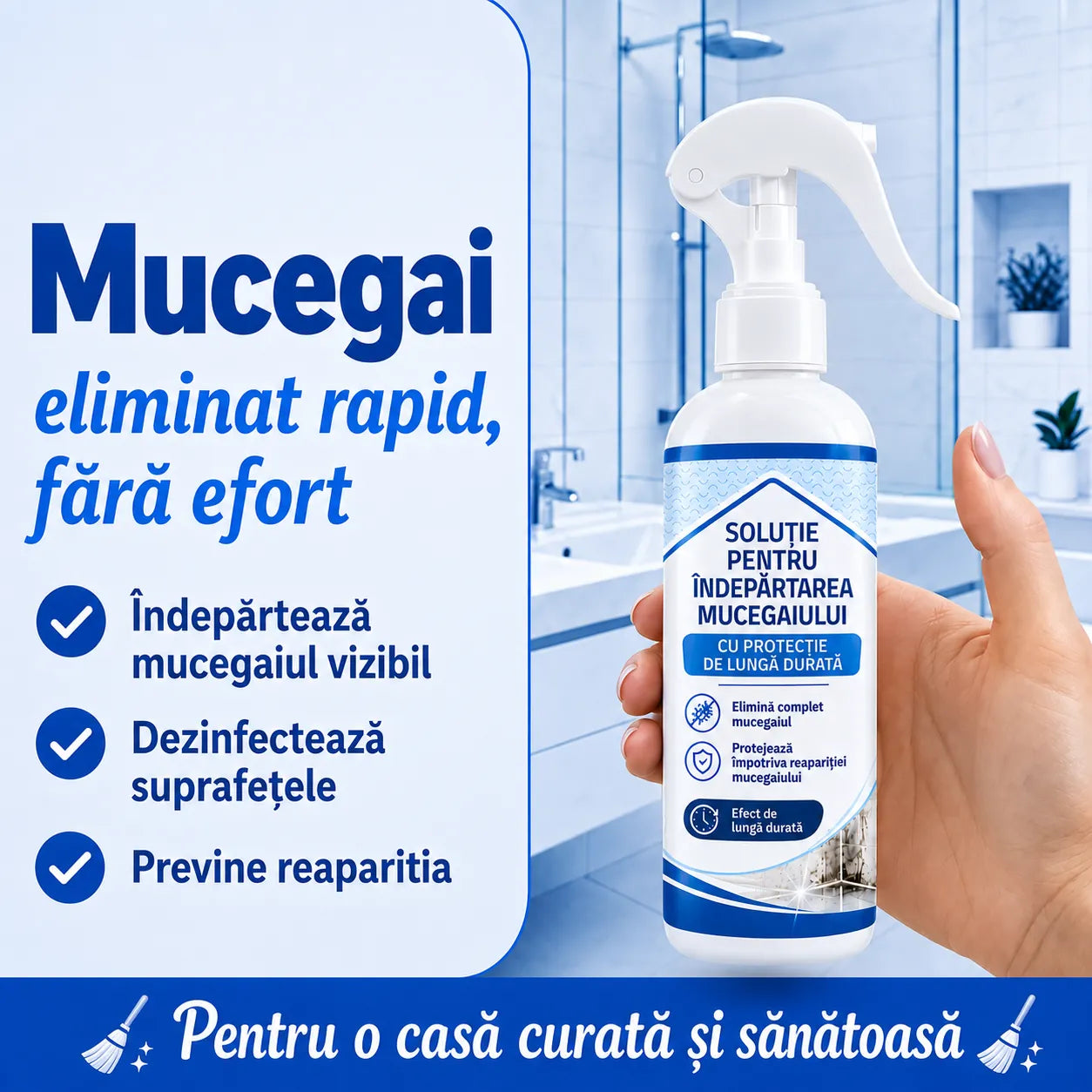 Soluție profesională pentru îndepărtarea mucegaiului - efect de lungă durată (0.75L)